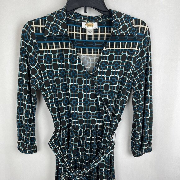Talbots Women 3/4 Sleeve Pullover V Neck Print Dress Size 4 - Picture 8 of 11